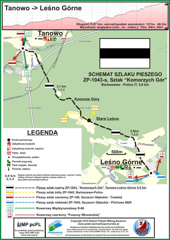 ZP-1043 pieszy czarny ZP-1043 "Komorzych Gór" Tanowo-Leśno G. 5,6 km