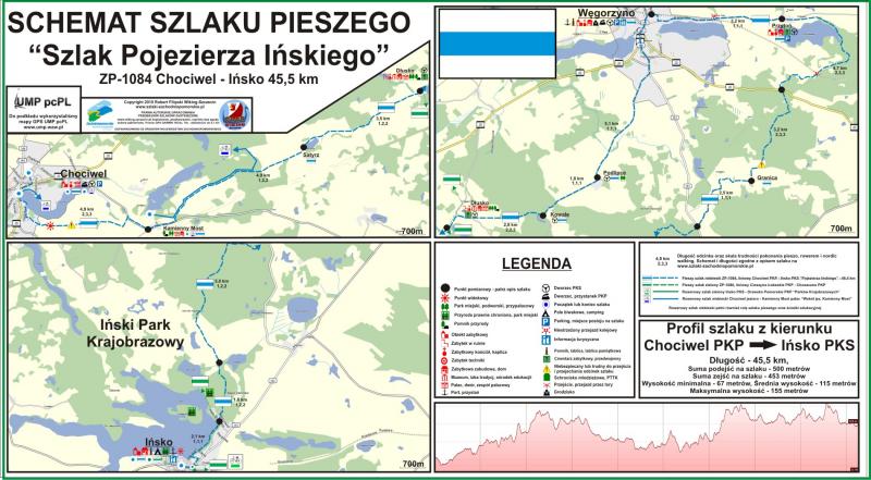 Szlak niebieski ZP-1084 Chociwel PKS - Ińsko PKS "Pojezierza Ińskiego", 45,6 km
