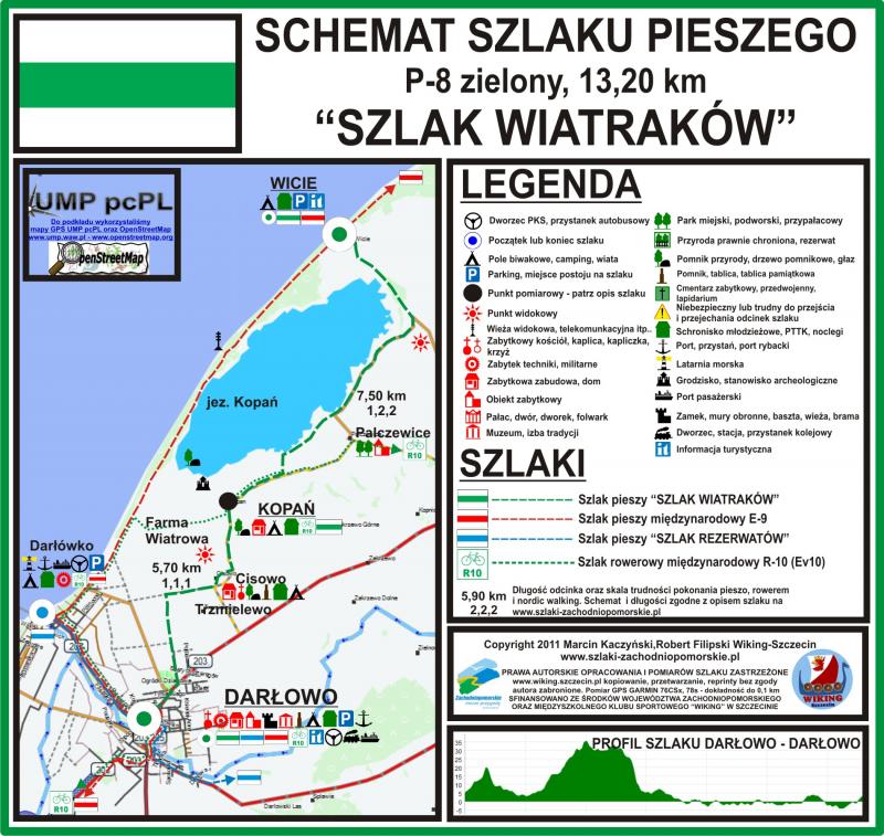 Szlak zielony pieszy "Szlak Wiatraków" Darłowo-Wicie, 13,2 km